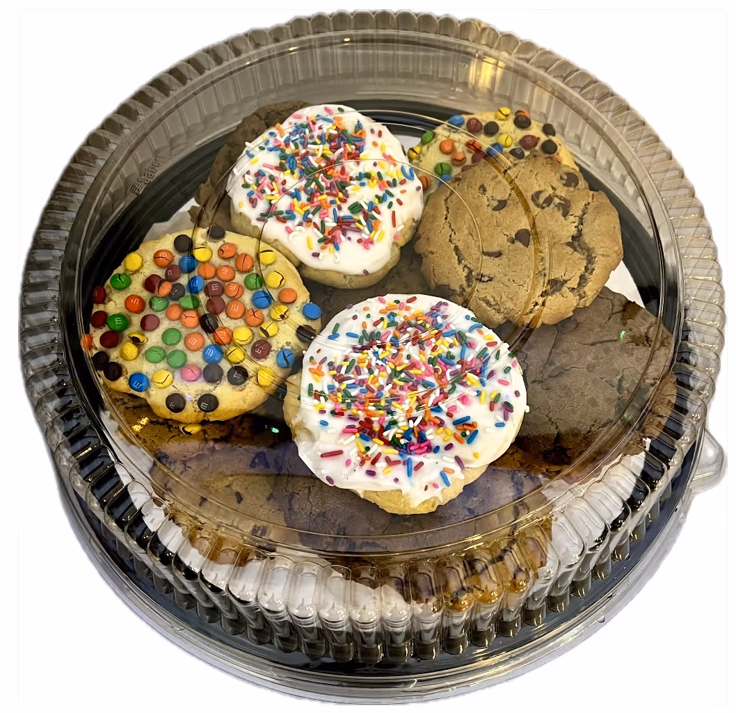 Cookie tray with oversized bakery-style cookies from Cookie Dough Creations in Naperville
