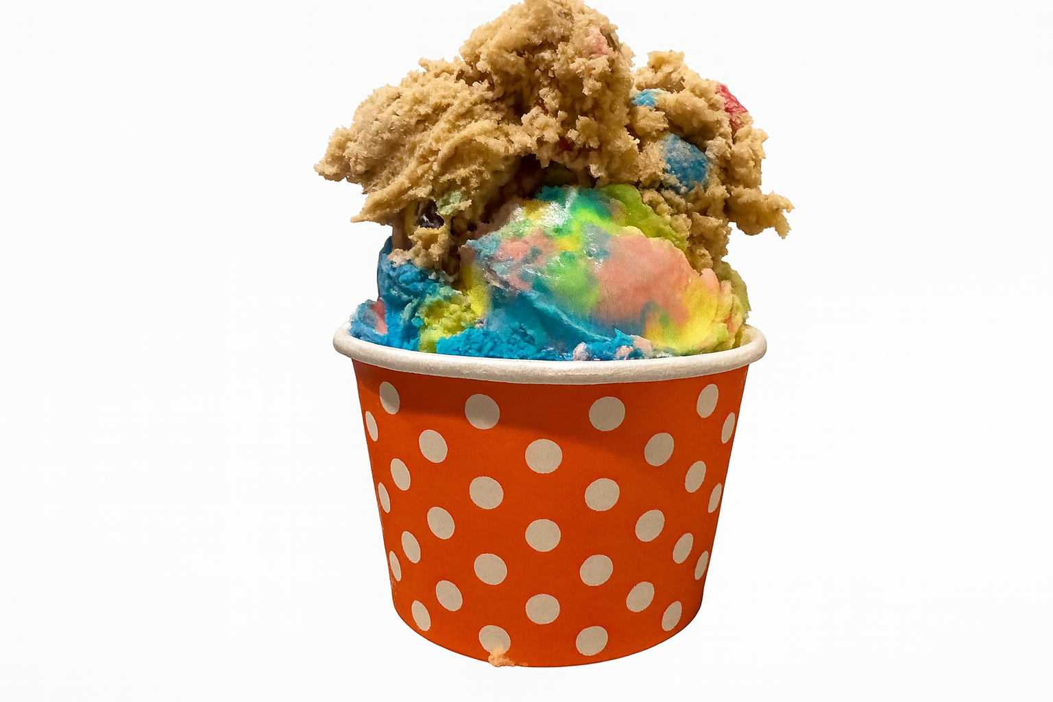 A combo cup of ice cream and edible cookie dough