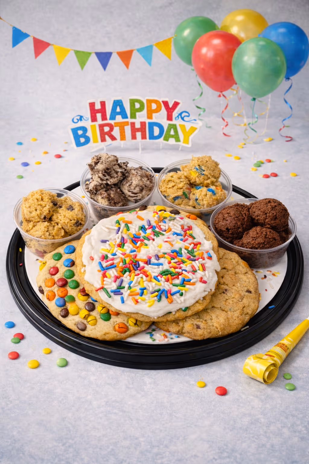 Small party box with 6 cookies and 4 cookie dough flavors from Cookie Dough Creations Naperville